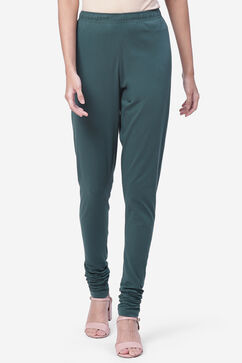 Green Cotton Solid Churidar image number 0