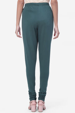 Green Cotton Solid Churidar image number 4