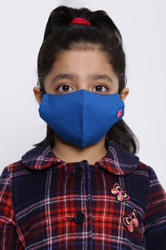 Blue Cotton Kids Solid Face Mask image number 0