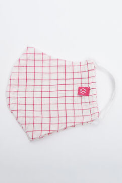 Off White Cotton Kids Yarndyed Face Mask image number 1