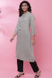 Black And Off White Rayon Kurta image number 2