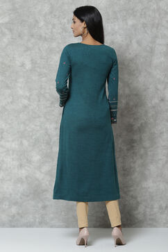 Green Straight Acrylic Kurta image number 5