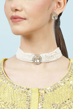 White Alloy Necklace Set image number 1