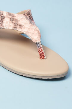 Beige Pu V-Strap Sandals image number 1