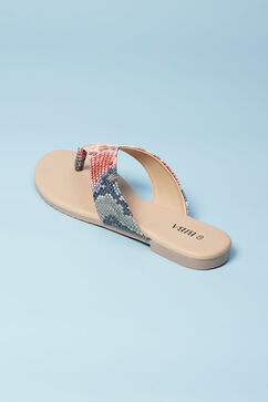 Beige Pu V-Strap Sandals image number 4