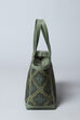Green Canvas Leather Tote Bag image number 2