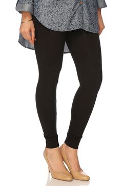 Black Cotton Blend Dyed Leggings image number 2