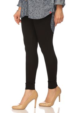 Black Cotton Blend Dyed Leggings image number 3