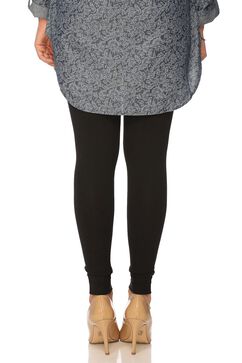 Black Cotton Blend Dyed Leggings image number 1