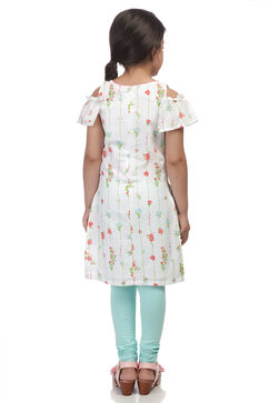 White Straight Cotton Kurta Churidar Suit Set image number 4