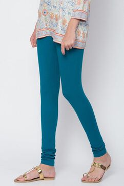 Teal Cotton Lycra Churidar image number 0