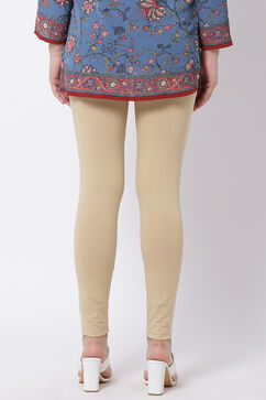 Beige Cotton Lycra Leggings image number 5