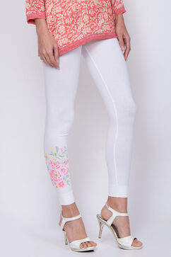 White Viscose Leggings image number 3