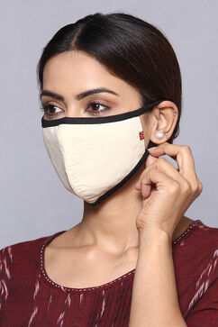 Ecru Cotton Solid Mask image number 1