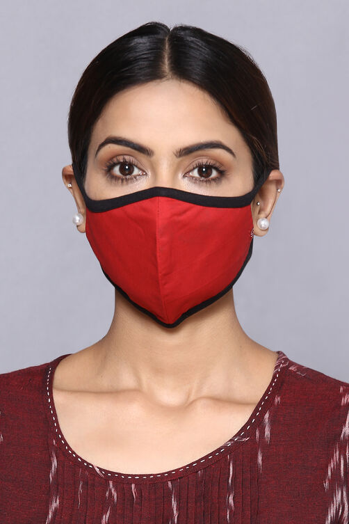 Red Cotton Solid Mask image number 0