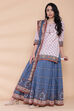Peach And Blue Cotton Straight Kurta Skirt Suit Set image number 7