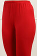 Red Cotton Blend Dyed Leggings image number 1