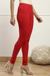 Red Cotton Blend Dyed Leggings image number 3