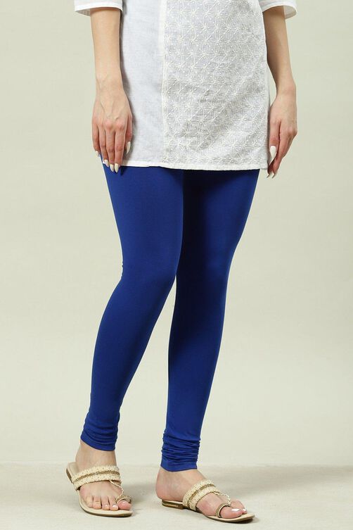 Royal Blue Cotton Lycra Churidar image number 2