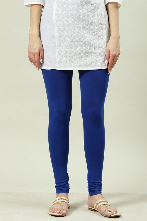 Royal Blue Cotton Lycra Churidar image number 3