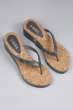 Gun Metal Stone Studded Sandals image number 1