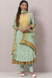 Sea Green Cotton Viscose Layered Suit Set image number 0
