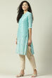 Turquoise Art Silk Straight Kurta image number 2