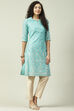Turquoise Art Silk Straight Kurta image number 3