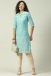 Turquoise Art Silk Straight Kurta image number 5