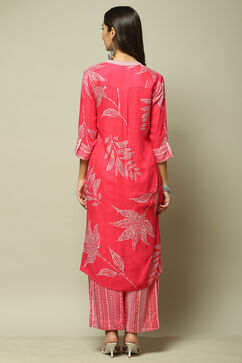 Pink Viscose Straight Printed 2 Piece Set image number 4