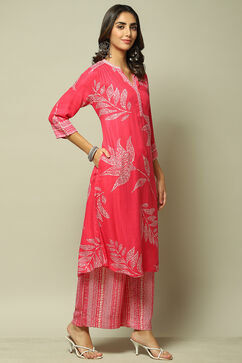 Pink Viscose Straight Printed 2 Piece Set image number 5
