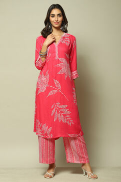 Pink Viscose Straight Printed 2 Piece Set image number 6