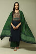 Blue Cotton Woven Unstitched Suit Set image number 0