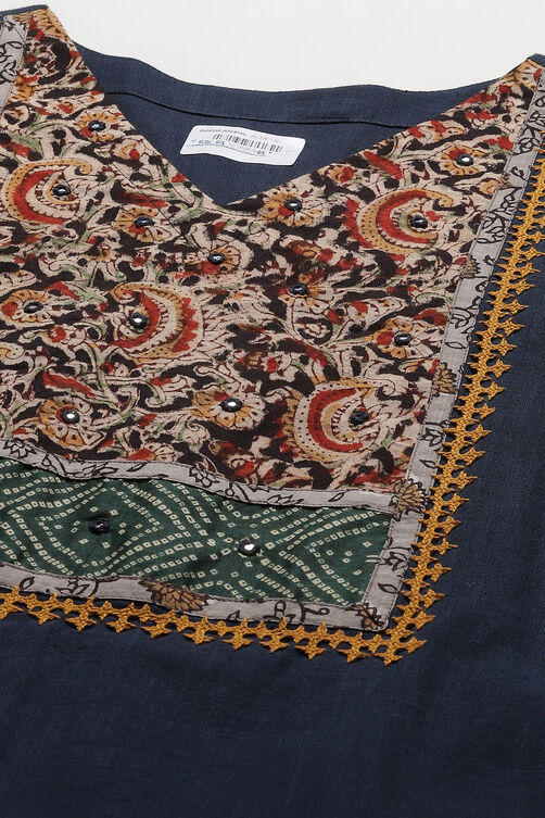 Blue Cotton Woven Unstitched Suit Set image number 2