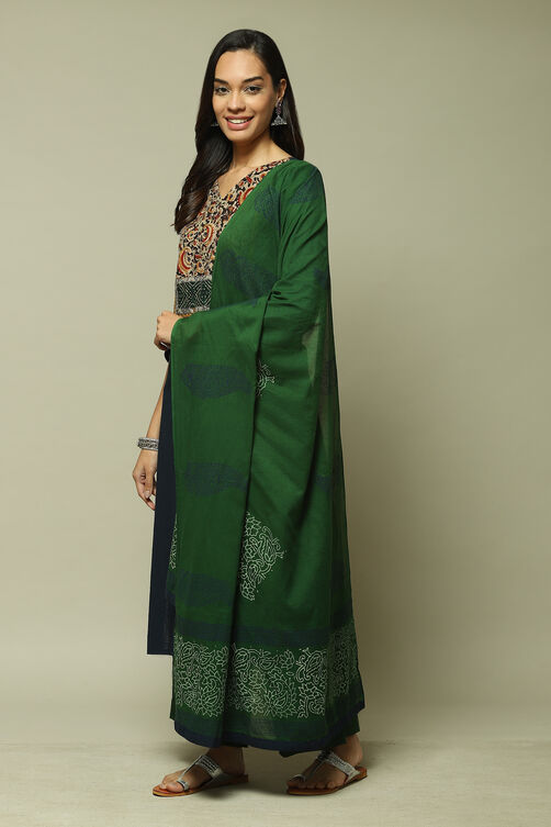 Blue Cotton Woven Unstitched Suit Set image number 5