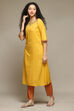 Mustard Rayon Straight Kurta Pant 2 Piece Set image number 3