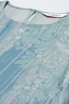 Ice Blue Rayon Straight Printed 2 Piece Set image number 2