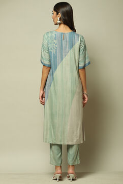 Ice Blue Rayon Straight Printed 2 Piece Set image number 4