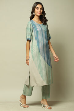 Ice Blue Rayon Straight Printed 2 Piece Set image number 6