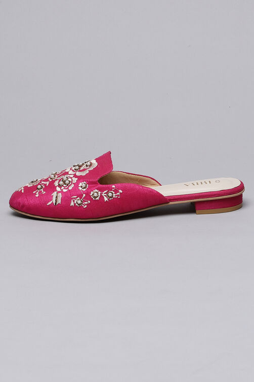 Pink Fabric Formal Mules image number 4