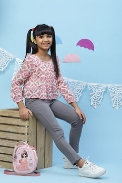 Pink And Cream Straight Cotton Printed Top image number 0