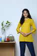 Mustard Cotton Flax Solid Kurti image number 1