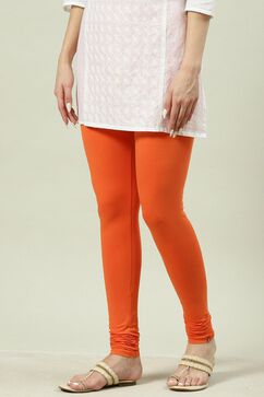Orange Cotton Lycra Churidar image number 0