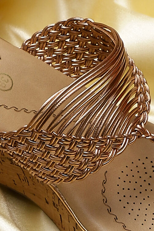 Rose Gold Synthetic Braided Sandals image number 1