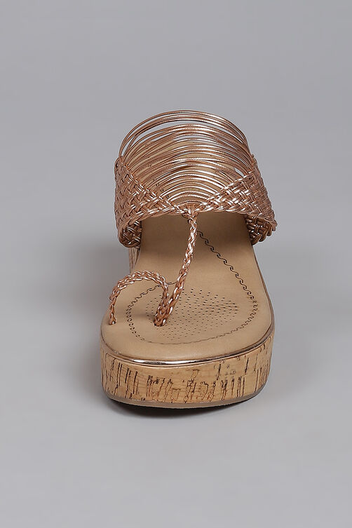 Rose Gold Synthetic Braided Sandals image number 7
