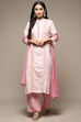 Pink Cotton A-Line Kurta Palazzo Suit Set image number 6