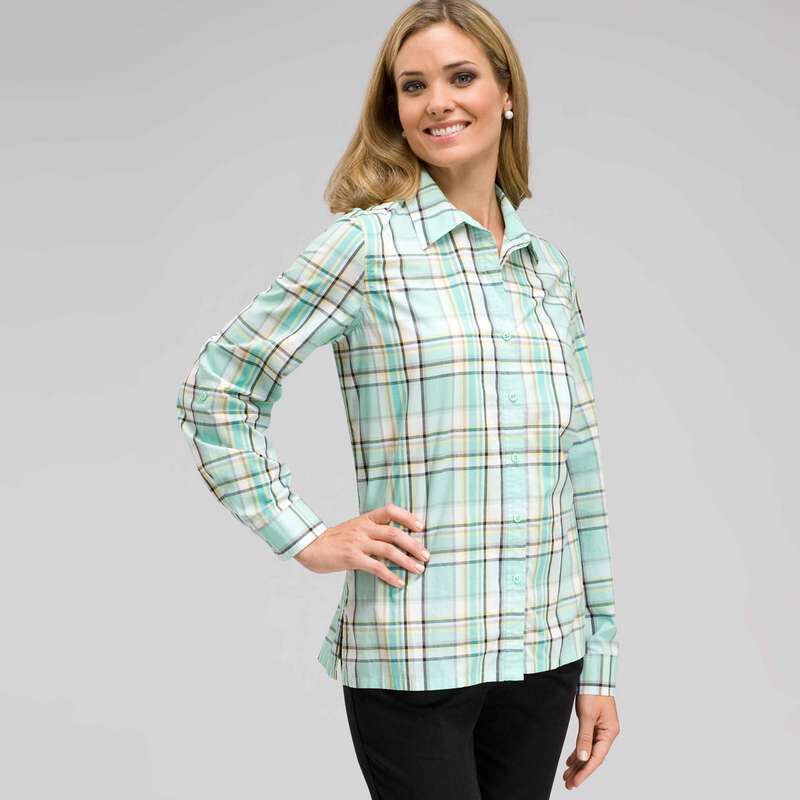 Chemise à carreaux et manches longues, , large