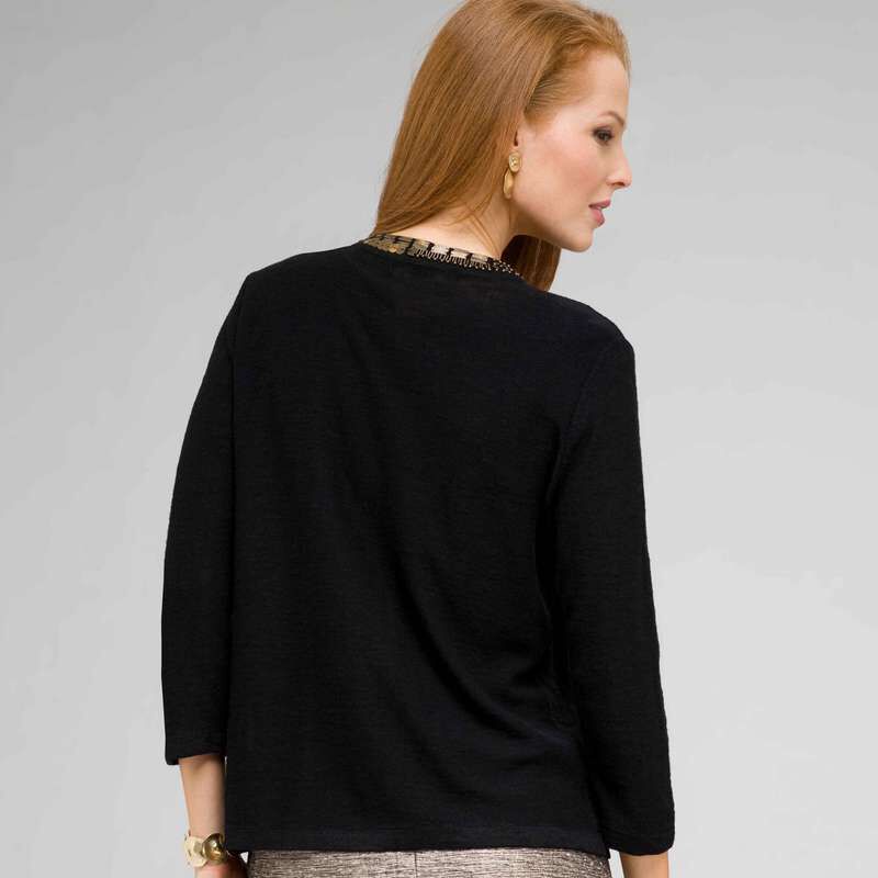 3/4 Sleeve beaded cardigan, , large
