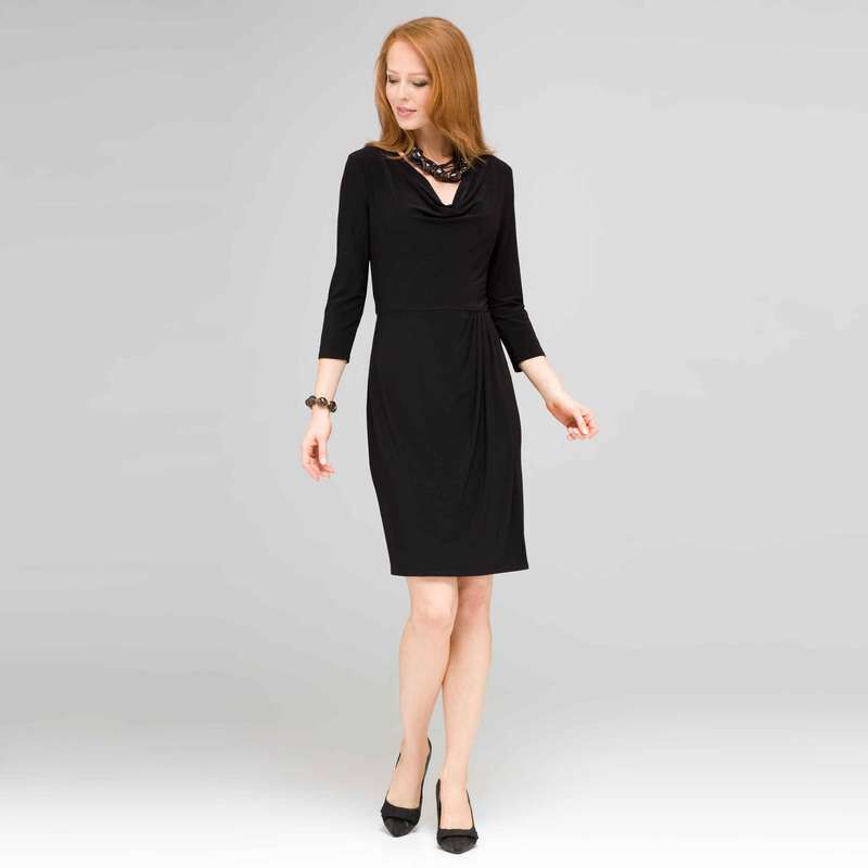 Robe drapée longueur genou, , large