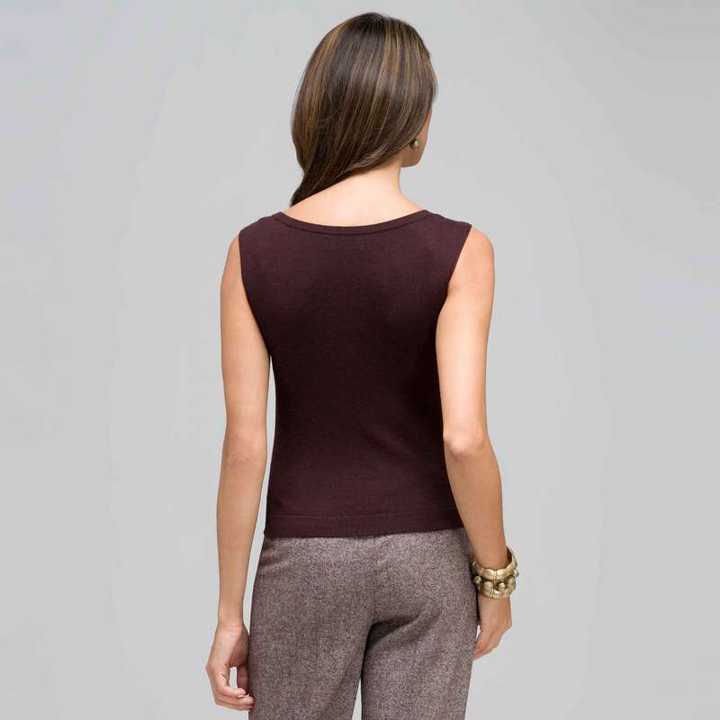 Sleeveless Scoop Neck Shell, , large